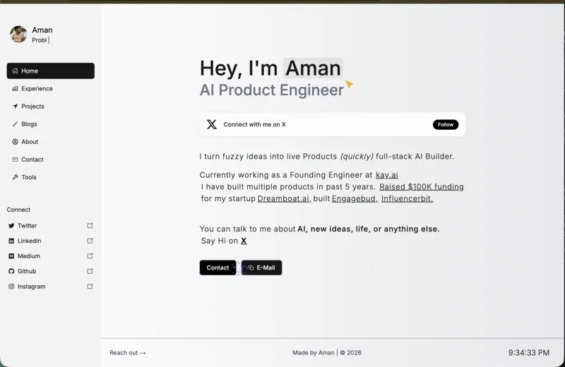 amankumar.ai Website